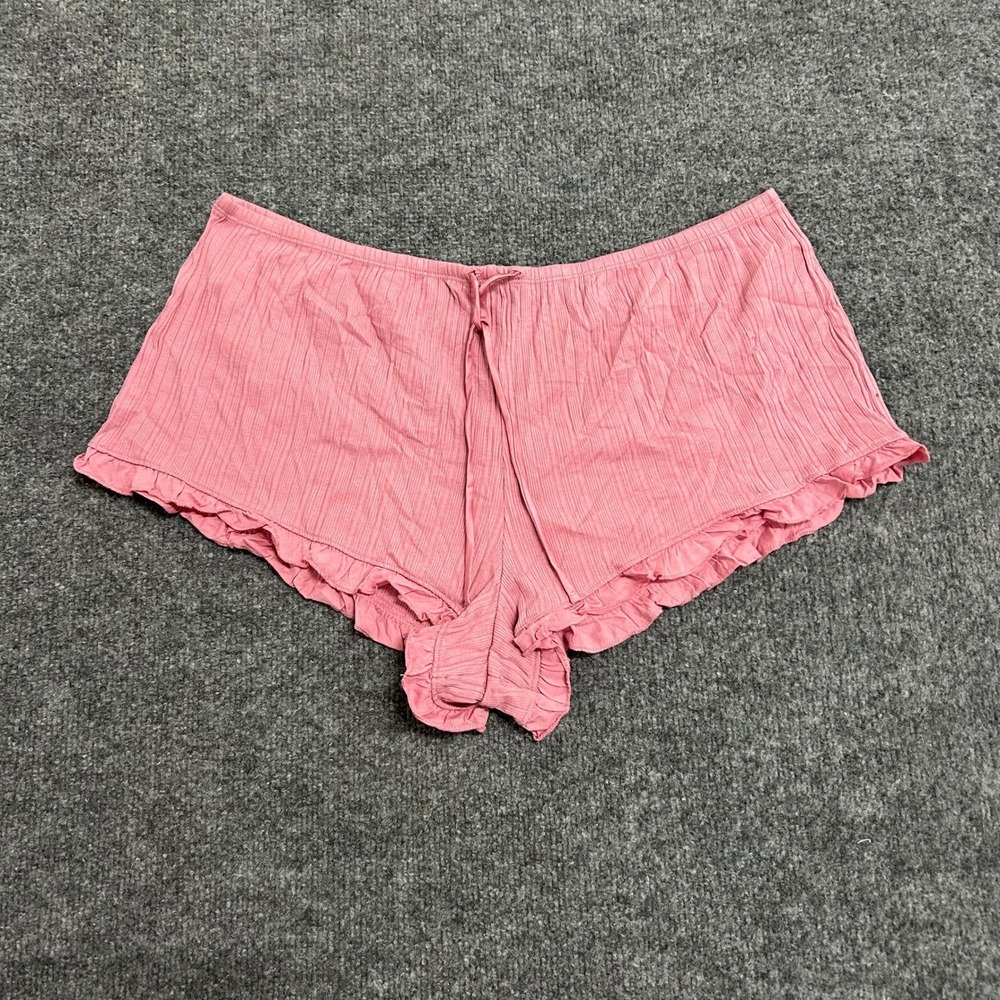 Victoria's Secret Pajama Shorts Womens XL Pink Ribbed Ruffle Trim Modal Cotton
